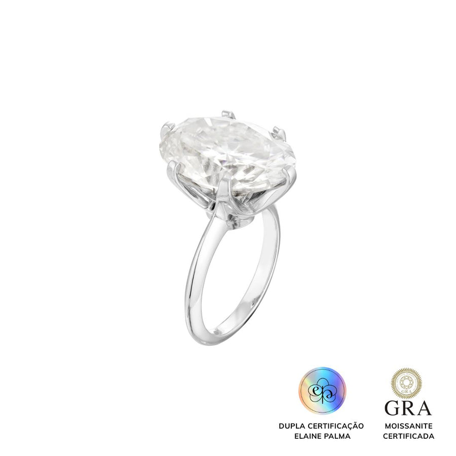 Anel Cocktail Oval Glam Moissanite 16 ct