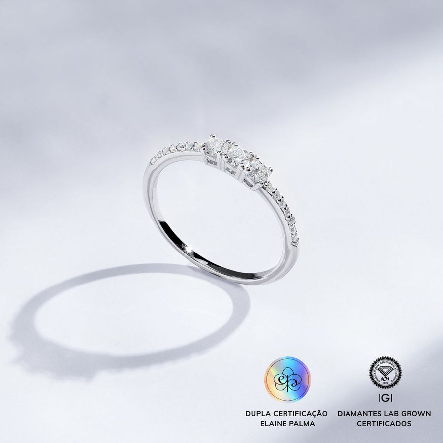 Anel Aparador Pavê com Diamante de Laboratório 0,45 ct