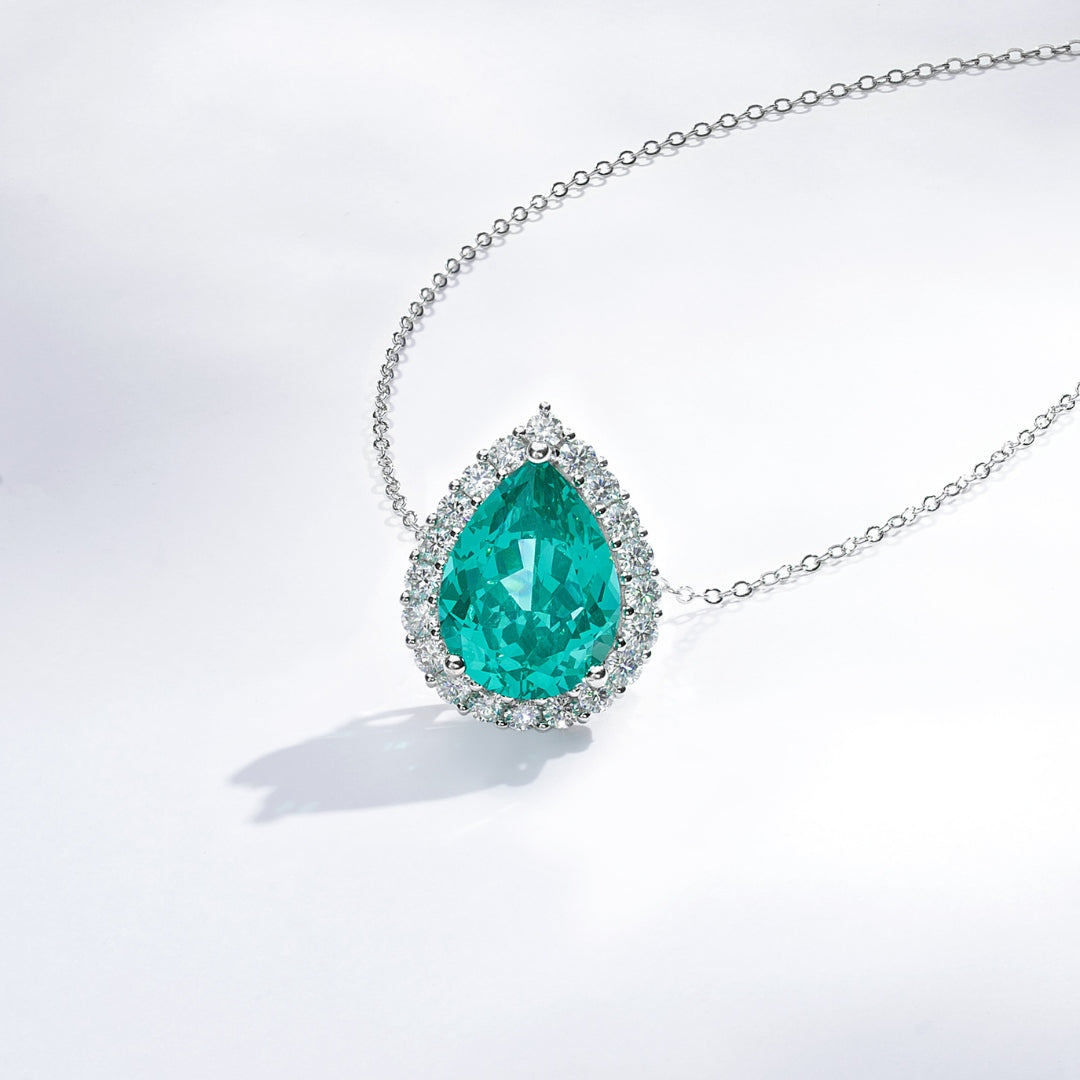 Colar Gota Cravejado Turmalina Paraíba Lab Grown