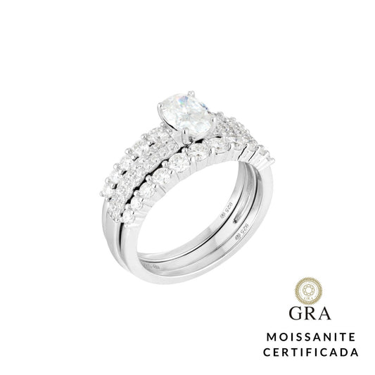Anel Trio Glam Moissanite 1 ct