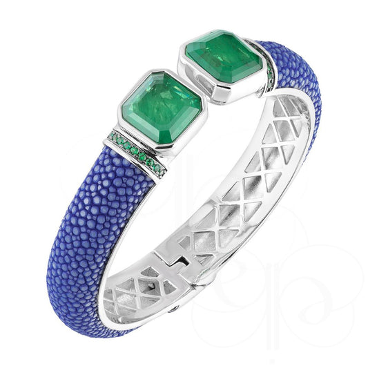 Bracelete Galuchat Square Azul